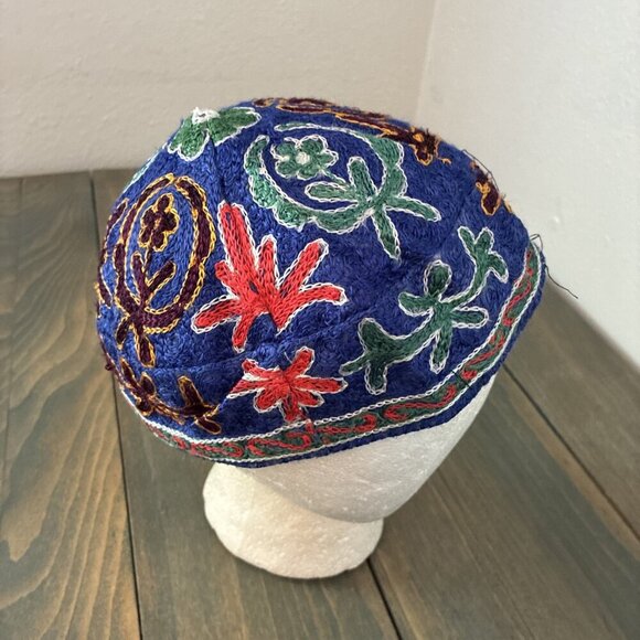 2 Vintage Judaica Bukhara Uzbek Embroidered Handmade Kippah Yarmulke Small (A91) - Picture 10 of 13